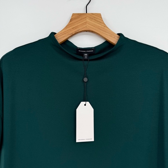 Universal Standard Petra Liquid Jersey Top Dolman High Neck Forest Green 3XS - Picture 6 of 14